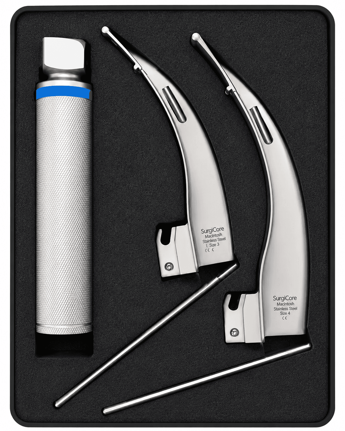 Flexi-Tip Conventional Laryngoscope Set LED 2 Blades with 1 Handle in Case