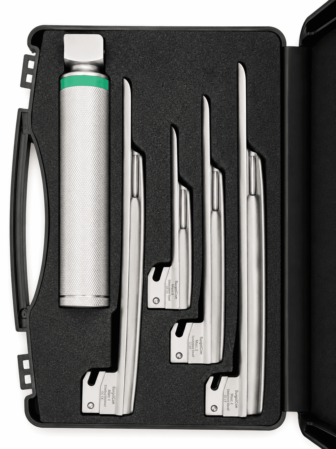 Miller Fiber Optic Laryngoscope Set LED 4 Blades with 1 Handle in Case